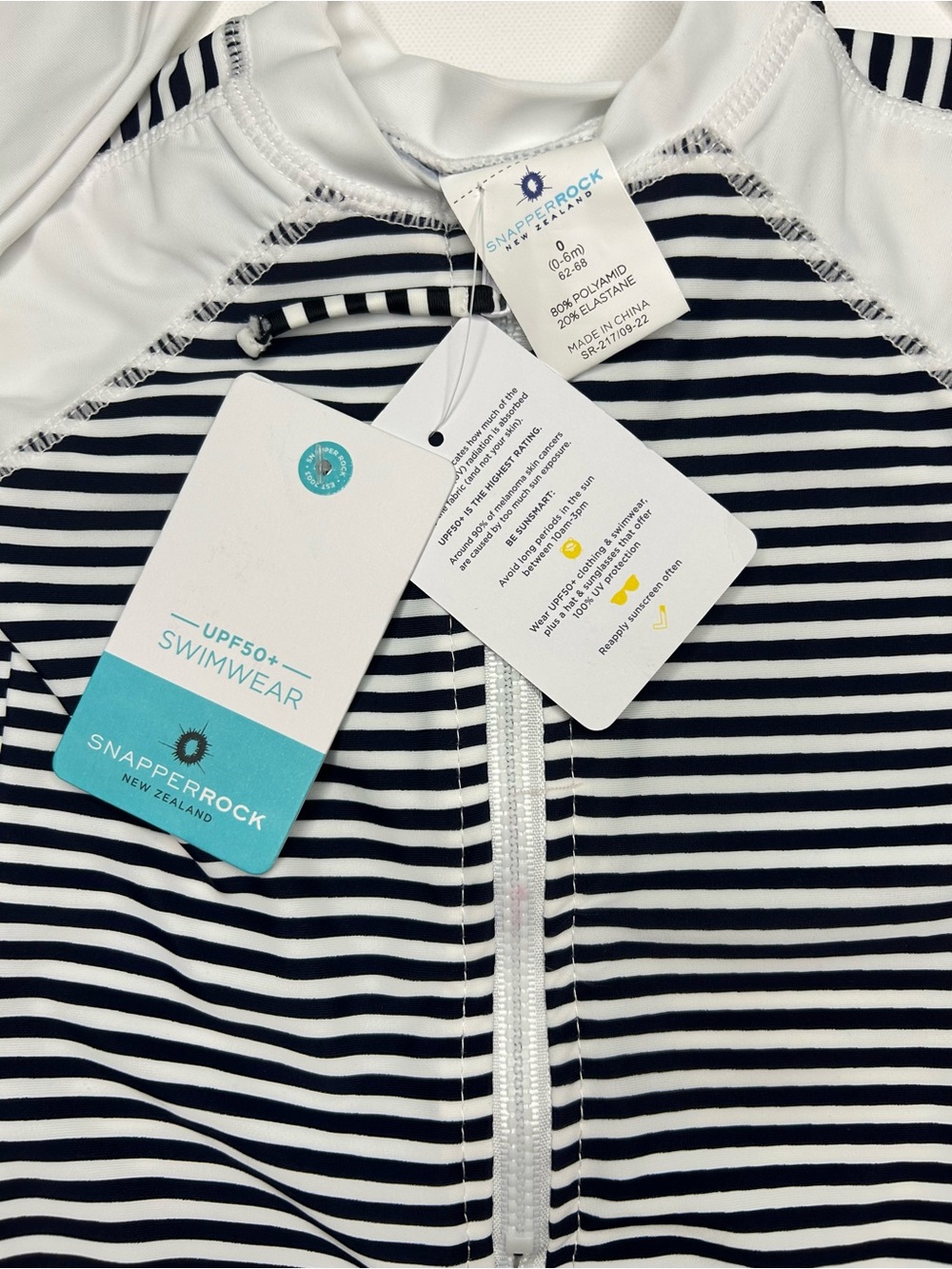 Snapper Rock Black & White Striped Baby Rash Guard One-Piece - Picture 2 of 4